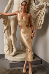 Metallic Bandage Cutout Bodycon Dress | Dress In Beauty